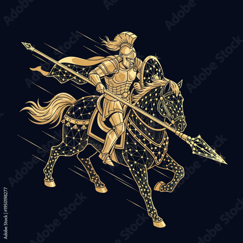 Golden Centaur Warrior with Spear and Shield.