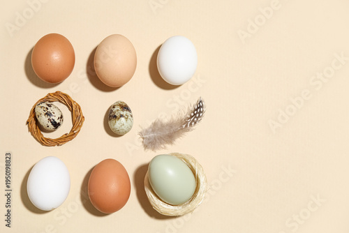 Easter eggs with wreath and...