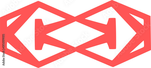 The composition forms a mirrored structure with internal T-shaped elements, suggesting connectivity, bridge engineering, and industrial strength. Ideal for technology, architecture, or modern corporat