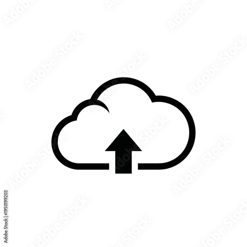 Cloud Upload Icon: Digital Data Transfer and Cloud Computing Concept