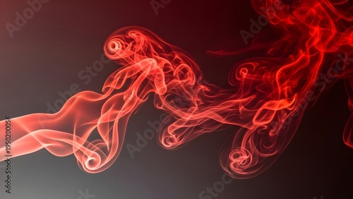 Abstract red smoke swirls and drifts against a dark gradient background creating an ethereal and dynamic visual