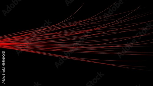 Abstract red energy lines radiating from a focal point on a black background
