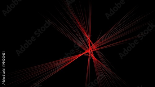 Abstract pattern of vibrant red light lines radiating dynamically from a central point against a dark background