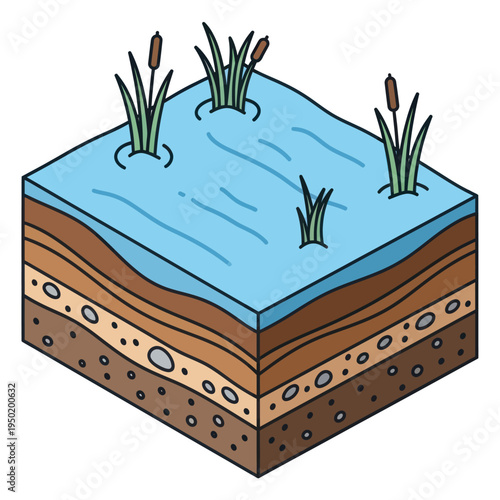 Soil Layers with Plants and Water.