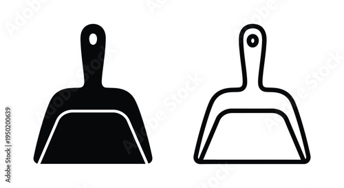 Two dustpans in contrasting colors a minimalist silhouette