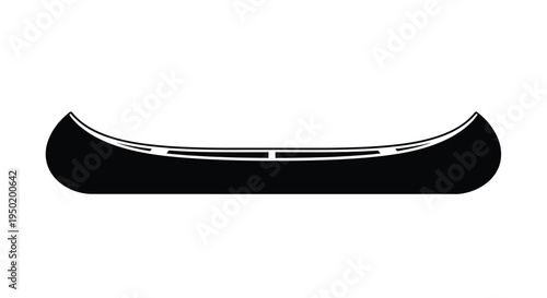 A simple black outline of a traditional canoe silhouette