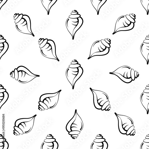 Conch A Marine Mollusc, Conch Icon Seamless Pattern