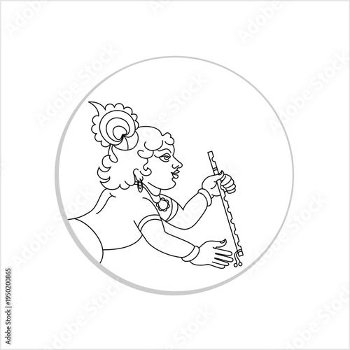 Calligraphic Lord Krishna