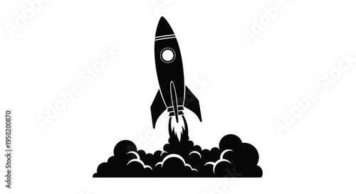 A sleek rocket launching with fiery exhaust a striking silhouette