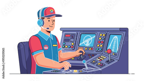 Tech Control Panel Operator: The illustration presents a detailed scene of the control panel operator, masterfully guiding and overseeing technological instruments within a command center.