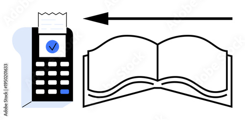 Digital payment concept. Digital payments connecting financial transactions and book records. Digital payments improving modern bookkeeping and data efficiency. Ideal for finance, education