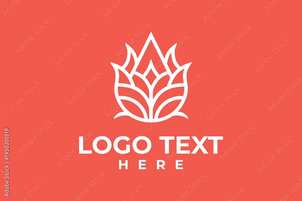 Obraz premium Abstract Geometric Flower and Flame Minimalist Line Art Logo Template