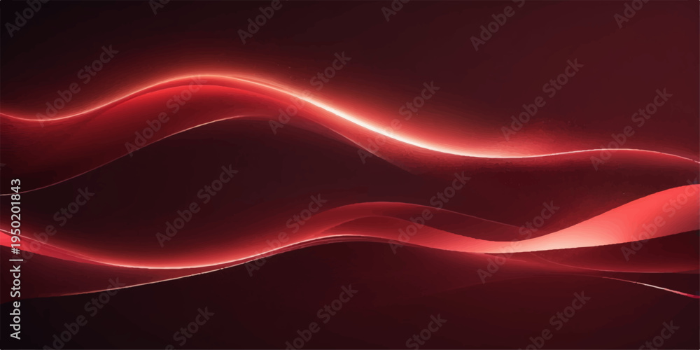Fototapeta premium A dynamic red abstract background featuring a flowing wave design with light lines and energy patterns for a creative wallpaper backdrop