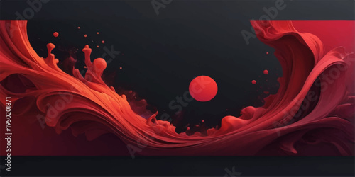 An abstract red background featuring waves and circles creates a hot fire pattern with light textures, vector lines, and heart shapes for a decorative Valentine art wallpaper