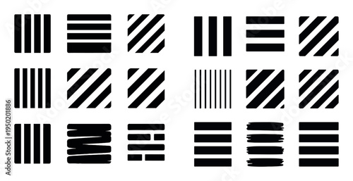 Abstract icons with bars stripes squares minimal