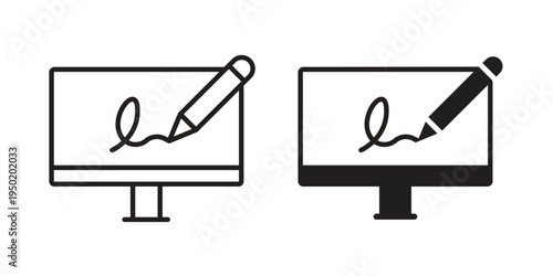 Electronic signature icon symbol vector elements for infographic web. EPS10