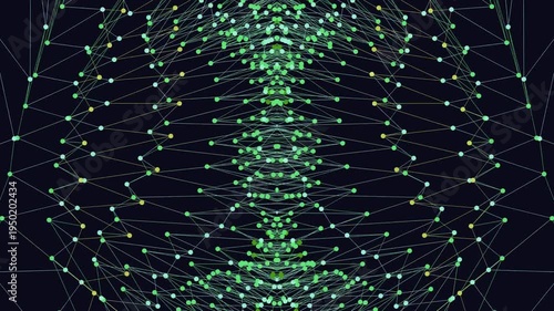 Wallpaper Mural Abstract Network of Glowing Green Dots and Lines Forming a Symmetrical Structure. Torontodigital.ca