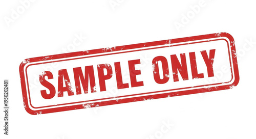 Red ink rubber stamp text that says sample only in a grunge style isolated png