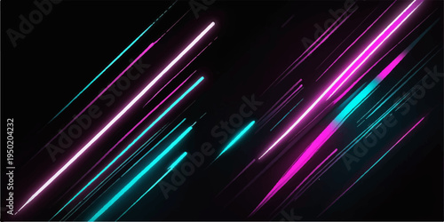 Abstract glowing rainbow lines create a futuristic energy wave motion on a dark black background, featuring a bright colorful pattern and artistic vector texture for a sleek digital wallpaper design