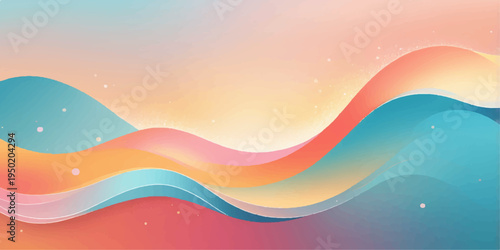 Abstract colorful vector background featuring a flowing rainbow wave design with vibrant blue and orange light curves on a modern business web banner template texture
