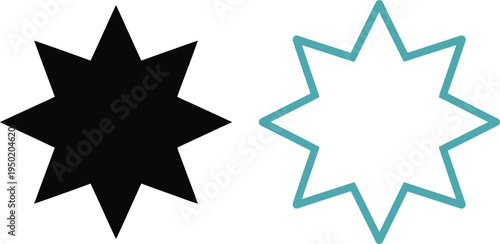 Black and white Star of David and star symbols vector illustration set for design and decoration