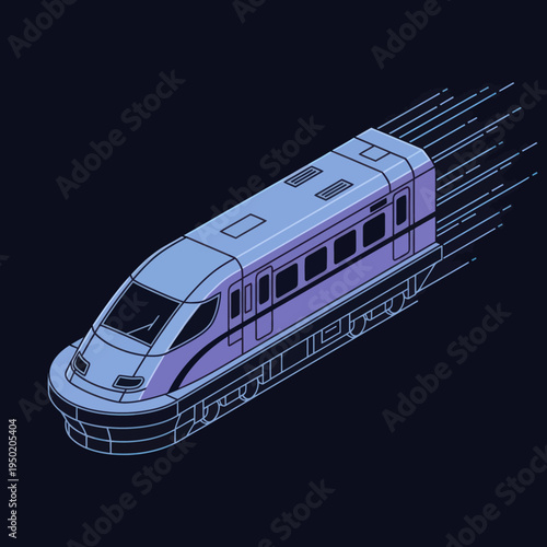 High Speed Train in Motion Blue.
