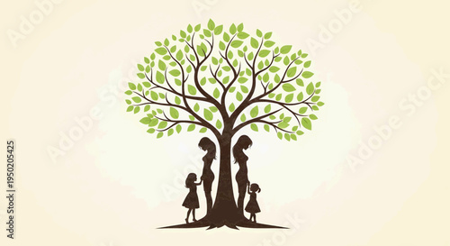 Generations Tree Silhouette Symbolizing Family Lineage and Interconnectedness Through Time