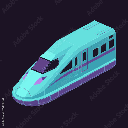 Modern Train with Sleek Design and Purple Accents.