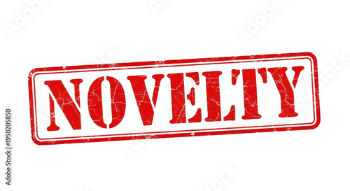 Red rubber stamp with the word novelty in a grunge style design isolated png