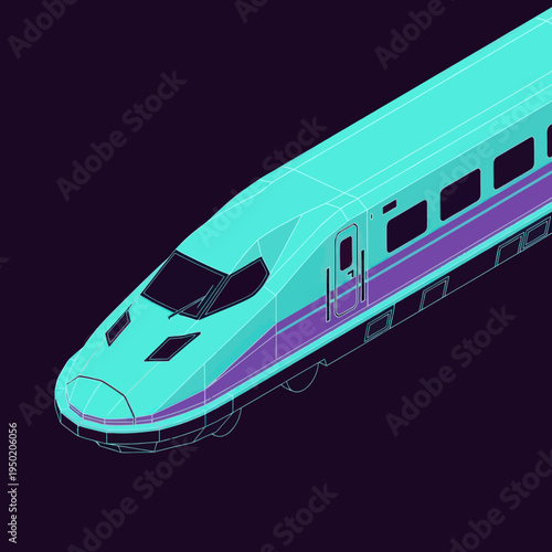 Modern Train with Sleek Design and Purple Accent.