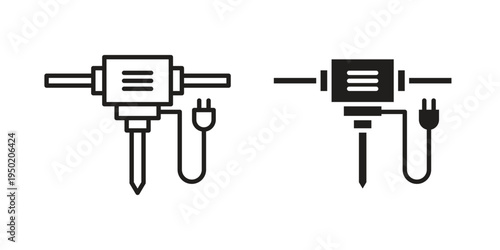 Hydraulic breaker icon symbol vector elements for infographic web. EPS10