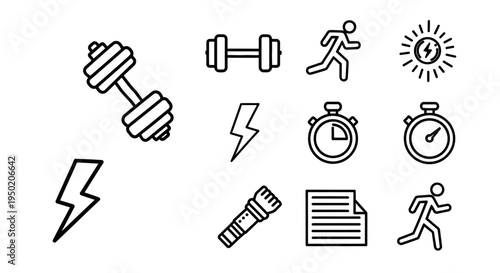 Fitness and exercise icons and symbols.