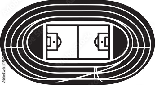 Vector illustration of a black and white soccer field