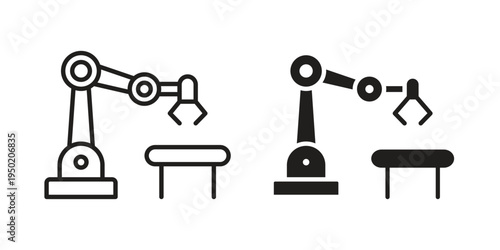 Industrial robot icon symbol vector elements for infographic web. EPS10