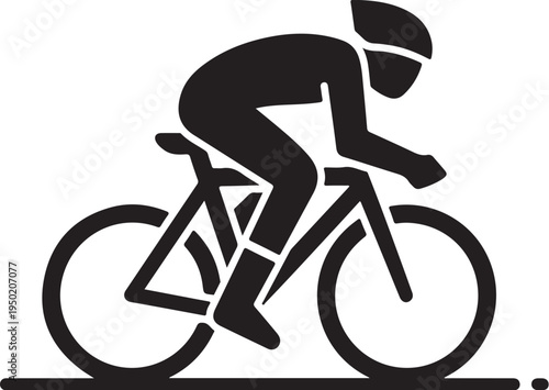 Vector cyclist icon, black silhouette on white background