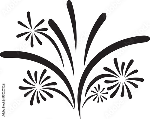 Set of 3 black floral icons vector