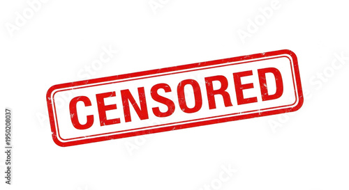 Red rubber stamp with the word censored inside a rectangular frame isolated png