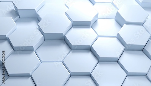 3D blue honeycomb pattern rises on white surface for design and background use