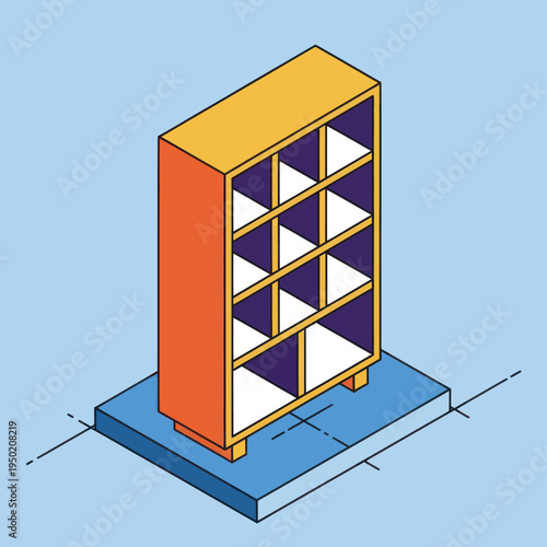 3D illustration of colorful storage cabinet.