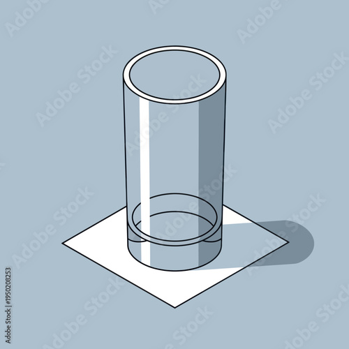 Transparent Glass Cylinder on White Surface.