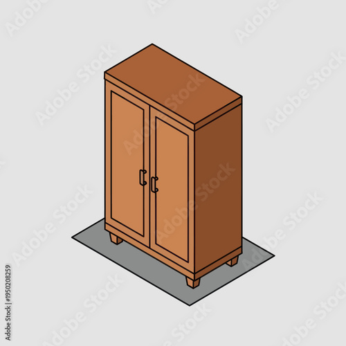 Brown wooden cabinet with double doors.