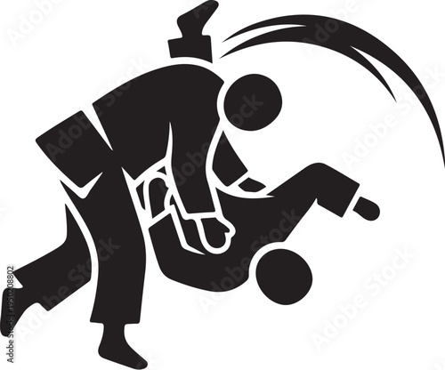 Vector illustration of a man tackling another man in black
