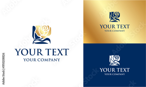 Luxury rose flower vector logo with feminine style