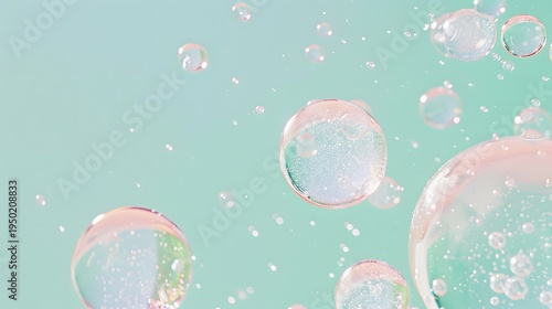 Transparent bubbles and flowing water droplets