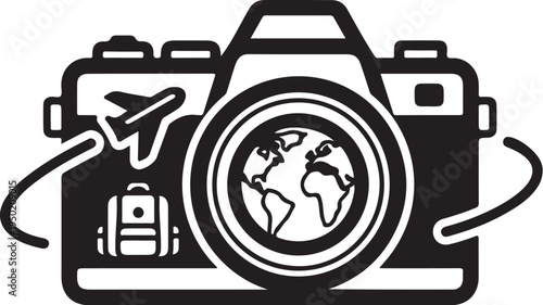 Travel photography camera icon vector