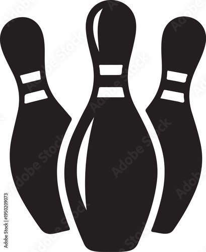 Set of 3 black bowling pins vector icons