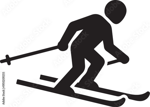 Black silhouette of a skier vector icon