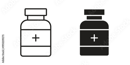 Medicine bottle icon symbol vector elements for infographic web. EPS10