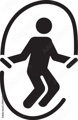 Black vector icon of a person jumping rope