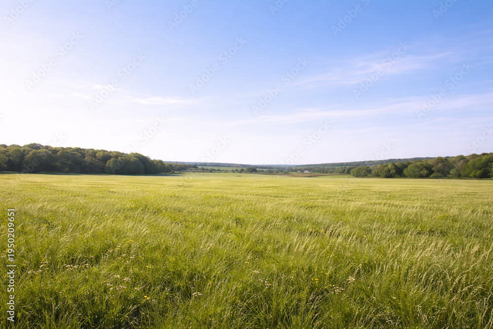 Fototapeta premium Peaceful Countryside Field with Wide Sky